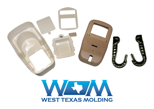 Injection molded part for the Model 9DP and West Texas Molding logo