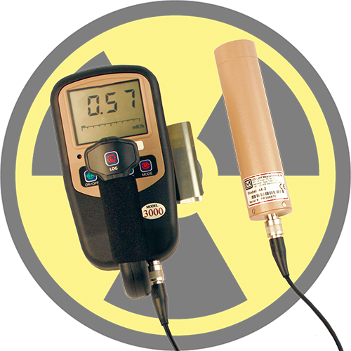 Model 3000 with Model 44-2 over a radiation trefoil background