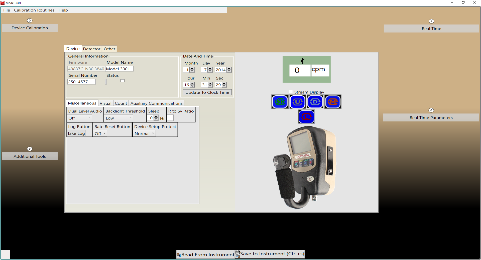 Lumic 1 Calibration Software Screenshot for Model 3000 Series